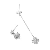 Bowknot Cube with Zircon Asymmetric Silver Drop Earrings for Women